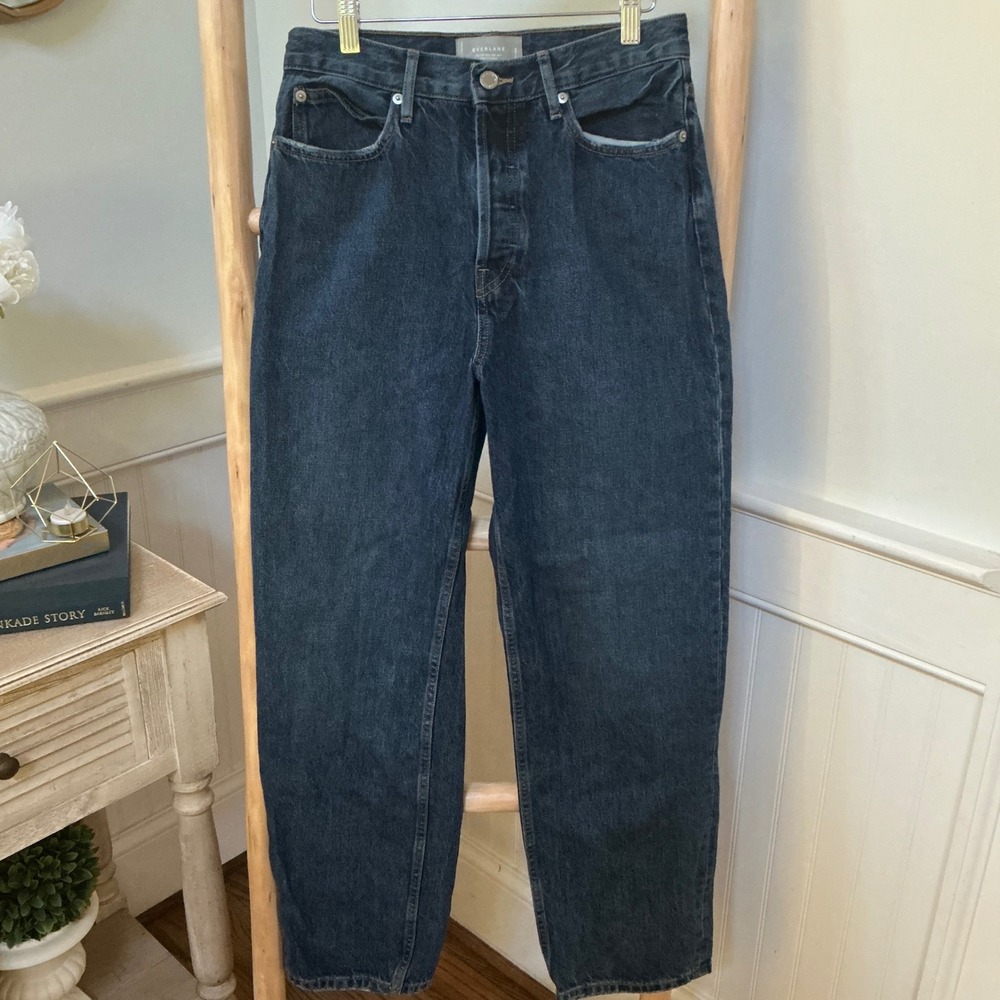 Everlane The 90s Way-High Jean Dark Indigo Organic Cotton Straight Leg Size 27L